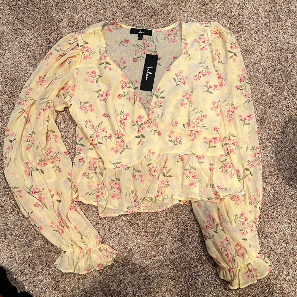 Yellow floral Lulu top